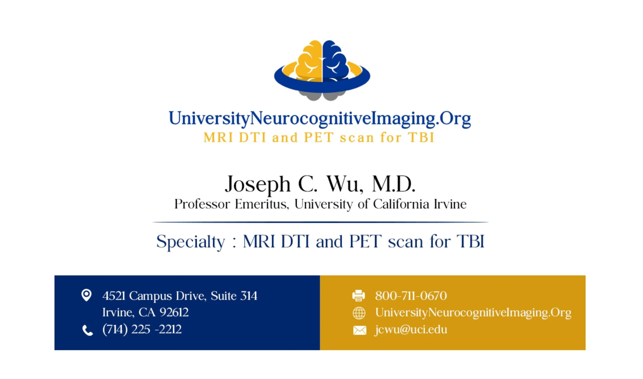 University Neurocognitive Imaging business card